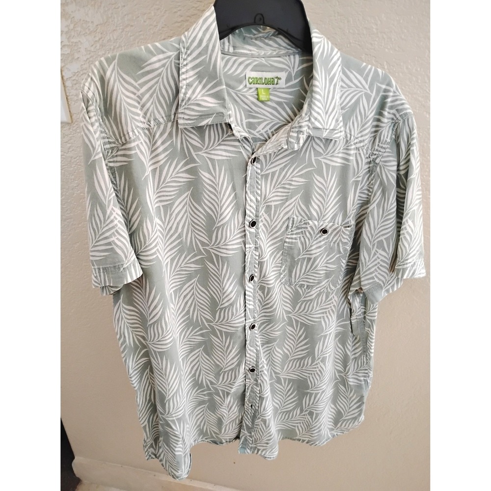 🟢Cariloha Bamboo Resortwear Foliage Shirt L Retro Nautical Grandpa Y2K Preppy